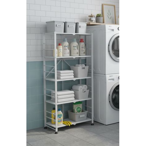 Estantería Menor, 5 Niveles, Soporta 40 kg, 71x38x156h cm Blanco (1/5)
