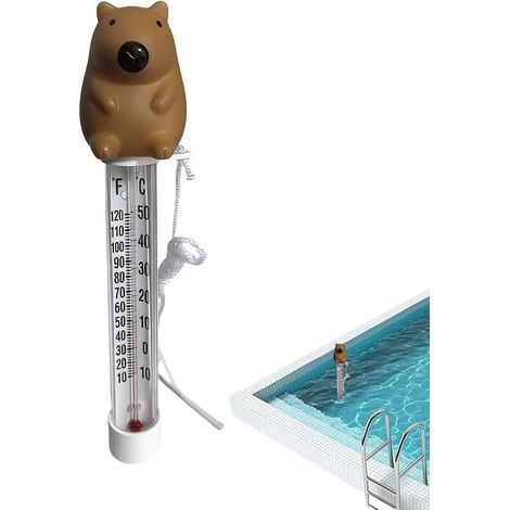 Thermomètres Flottants Piscine Indicateur de température pour bain avec Thermomètres de piscine flottants avec cordon pour baignoire, douche, aquarium, pêche, lac (1/5)