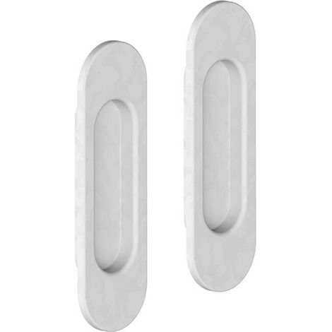 Griffmulden Set für Schiebetüren, oval, Farbe weiß, für Durchgangstüren, Zimmertüren, Schranktüren