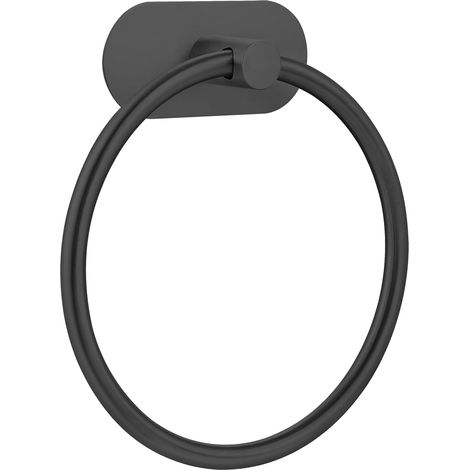 Selbstklebender Handtuchhalter, starke Haftung, kein Bohren erforderlich, Edelstahl, moderner Badorganizer, mattschwarz (1/5)