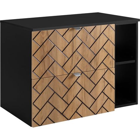 Mobile da bagno, Rovere Artigianale Dorato, 80 x 57 x 46 cm, Maniglie Argento (1/5)