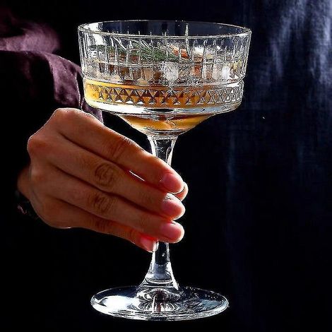 Verre à Martini 260 ml à rayures gravées, verre à champagne, verre à cocktail, verre pour bar à domicile gravure (1/5)
