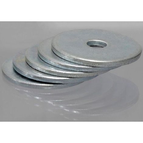 C44416 - Lot de 20 Rondelles plates larges M6x30 mm - épaisseur 2 mm - DIN9021 - en acier zingué - couleur argent - assemblage boulon vis écrou serrage étanchéité fixation (1/3)