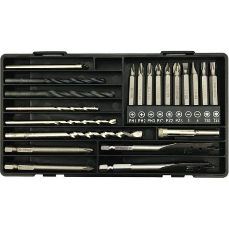 Jeu d'embouts de tournevis, jeu d'embouts de tournevis, jeu d'embouts multifonctionnel avec embouts HSS, embouts pour maçonnerie, embouts pour bois, embouts pour bêche à bois, scie cloche, embouts pou (1/5)