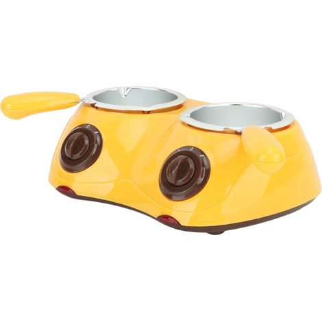 Fondoir à chocolat électrique pour fondue au chocolat avec double récipient, ustensiles de cuisine, UE 220-240 V, jaune (1/5)