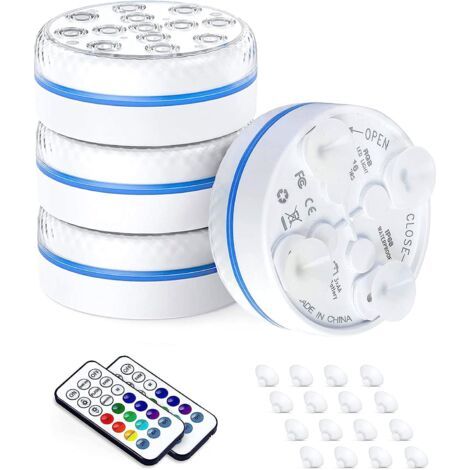jardin piscine Lumière LED Submersible, Projecteur Piscine Étanche Sous-Marines Multi-couleur avec Télécommande, Eclairage piscine hors sol,  (4 Pcs)