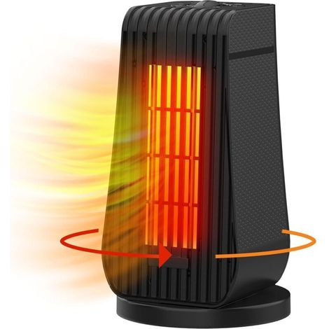 1200W Portable Fan Heater, 3-Second Rapid Heating, PTC Mini Heater, 3 Heating Modes, Adjustable Fan, Overheat Protection, Electric Heater (Black) (1/4)