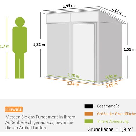 Gartenschuppen, Geräteschuppen mit Fenstern, Lüftungsöffnungen, Schiebetür, wasserdichter Stahl, wetterfest, Dunkelgrau (1/5)