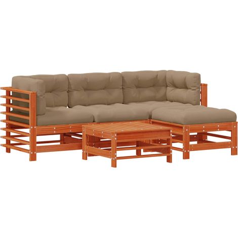 Garden Lounge Set 5 pcs Wax Brown Solid Pine Wood vidaXL (1/5)