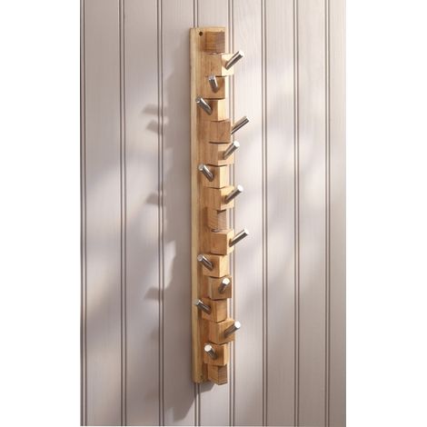 Mottez – Porte-manteau en chêne avec 13 patères – Hauteur 60 cm – Optimisé pour rangement compact – Charge maximale élevée (1/2)