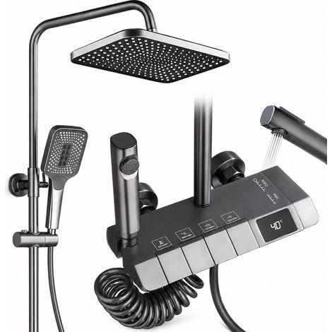 Duschset Kopfbrause gun grey Chania 85-120 cm (1/4)