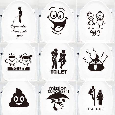Lot de 10 autocollants muraux amusants avec des visages souriants pour les toilettes, la salle de bain et la cuisine.