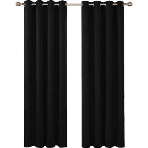 EASYCOMFORT Rideaux Occultants Isolant Thermique, Rideaux pour Chambre Garçon, Design Moderne à Oeillets, 107x214 CM (Largeur x Hauteur), Halloween Noir, 2 Pièces (1/3)