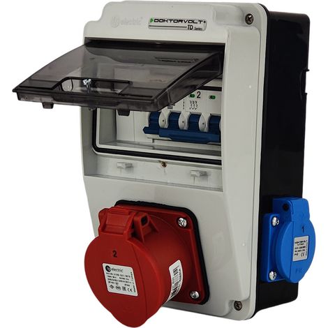 Tableau électrique de chantier XS-S 16 A 2x230 V, boîtier Erbetka IP44, prises Doktorvolt DV-2144-F (1/5)