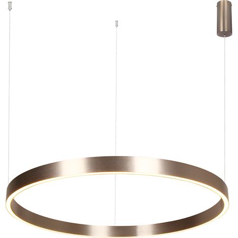 Suspension Luminaire LED D800 70W Direct/Indirect Variable Café Brossé ZAMBELIS 25370 - Blanc chaud - 3000K