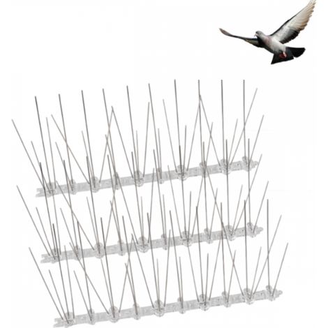 Lot de 3 pics anti-pigeons, de 2,5 mètres de long, en acier inoxydable et plastique souple, pour oiseaux, moineaux et corbeaux.