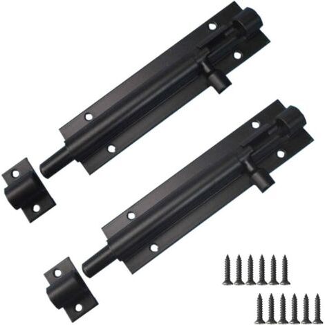 BUNTHAUS 2 pièces loquet de porte Serrure à pêne, acier inoxydable loquet à pêne Serrure coulissante pour fenêtre de porte de jardin de porte d'entrée, 5 pouces (1/5)