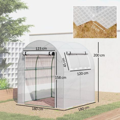 Serre de jardin blanche pliable, armature en acier robuste, bâche plastique résistante, abri de culture extérieur, tunnel de protection pour plantes, kit abri serre portable. (1/5)