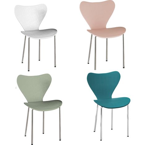 Lot de 4 chaises de salle à manger, chaises de cuisine en plastique pour la maison et le bureau Blanc/bleu cyan/rose/bleu (1/5)