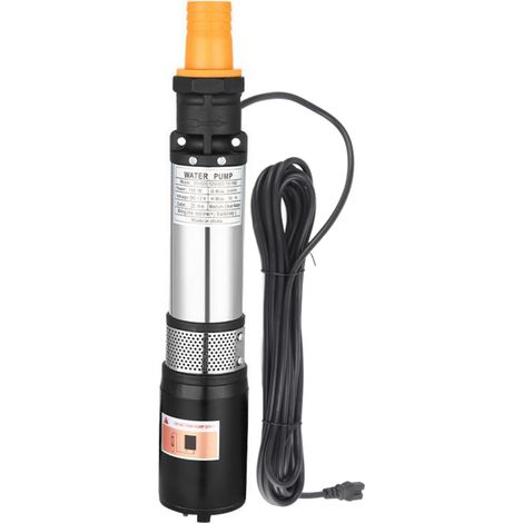 Jeffergarden Pompe à eau solaire DC 12V, moteur en fil de cuivre, puits Submersible en acier inoxydable à haute levée, 180W,pour le ménage industriel et l'agriculture
