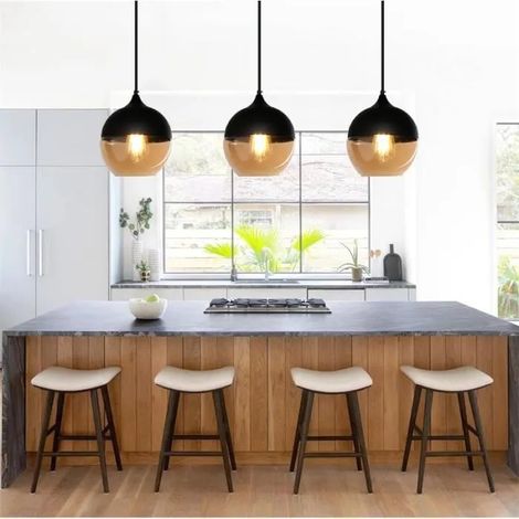 Lot de 3 Lustre Luminaire Industrielle en Verre,Lampe Suspension Retro Style Edison pour Salon Chambre,20x23cm (1/4)