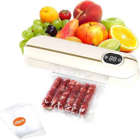 Machine de Scellage Sous Vide Domestique Multifonctionnelle,Appareil Sous Vide Alimentaire avec Mode Sec et Humide,Sacs Sous Vide Inclus (1/5)