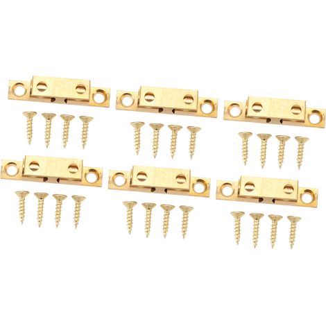 Lot de 6 loquets de porte de placard en laiton, à bille, avec vis dorée, compatibles avec la plupart des placards (50 mm / 2 pouces). (1/5)