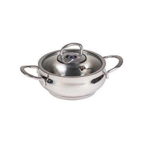 Tegame Tegamino Minicotture in Acciaio Inox con Coperchio in Vetro 14 cm