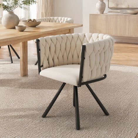 MEUBLIV Sedia da pranzo girevole 59x54x72 cm beige in velluto (1/5)