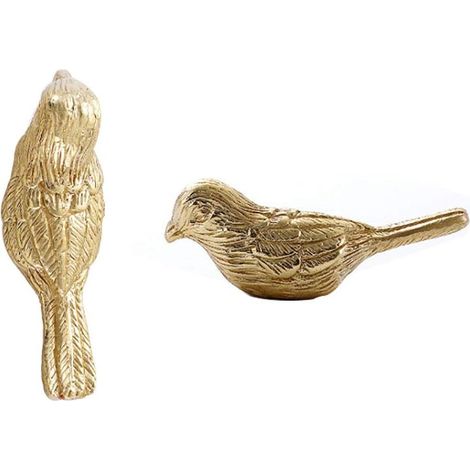 2 poignées de cuisine en laiton pur avec motif oiseau artistique pour armoires, tiroirs et dressing (couleur or) (1/5)