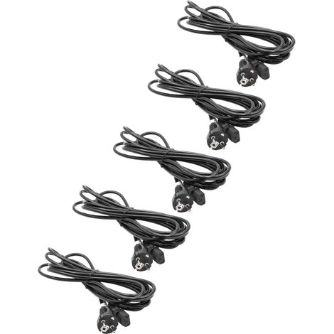 vhbw 5x Netzkabel Schutzkontaktstecker für Kaltgeräte z.B. PC Monitor Computer Drucker - C13 Buchse, 5 m (1/2)