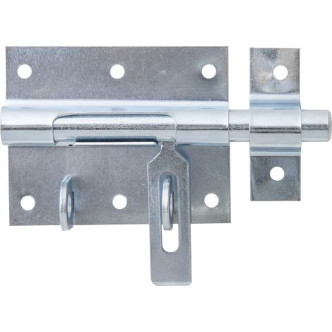 Verrou porte-cadenas zingué avec gâche fixe et poignée plate –Plaque 80 x 64 mm – Longueur totale 116 mm – Marque Alberts