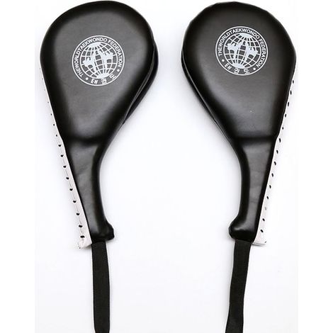 MINKUROW 1 Par De Palas Dobles De Taekwondo, Raqueta De Boxeo De Cuero Para Tae Kwon Do, Boxeo, Karate, Entrenamiento (Negro) (1/5)