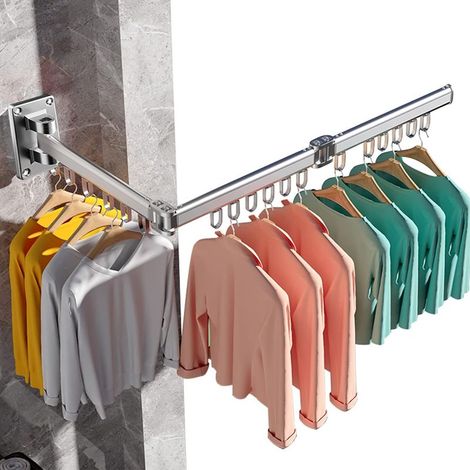 Tendedero de ropa de pared, plegable, para interiores y exteriores, de aluminio - Plata (1/5)