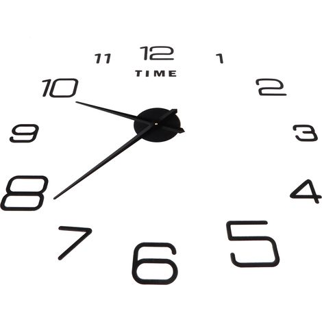DIY-Wanduhr aus Acryl ohne Rahmen, dekorativer Wandspiegelaufkleber für Wohnzimmer, Schlafzimmer, schwarz (1/5)