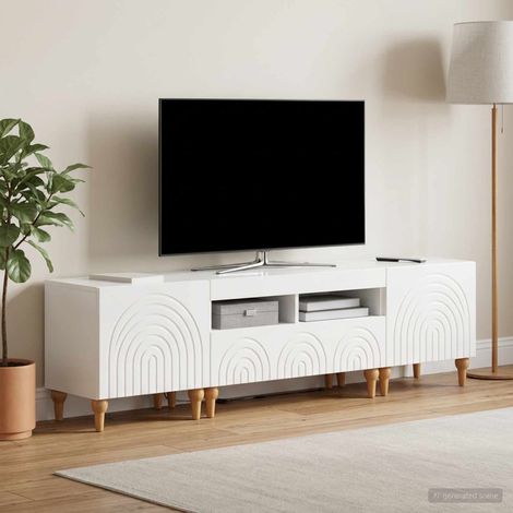vidaXL Ensemble de 3 Meubles TV LED Blanc brillant Bois d'ingénierie (1/5)