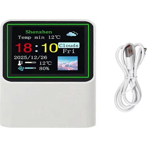 Intelligente, tragbare WLAN-Wetterstation mit Temperatur-, Luftfeuchtigkeits- und Zeitanzeige, Alarmfunktion und Tischdekoration STV08 B (1/5)