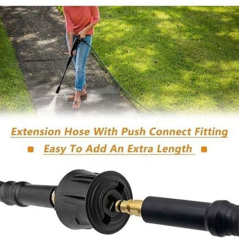 Rallonge Tuyau Haute Pression - 10 M - Connexion Rapide - Compatible Karcher K2 K3 K4 K5 K6 K7 - Caoutchouc Naturel - Noir (1/4)