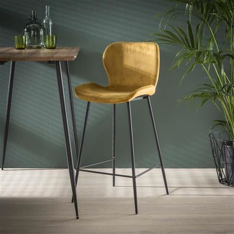 Set mit 4 Barhockern Argo Velours Gold (1/2)