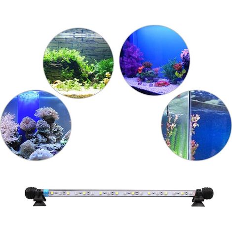 Lntyq LED-Aquarienbeleuchtung, wasserdichte Röhrenlampe, Tauchlampe, energiesparende Aquarium-Dekoration mit Fernbedienung (1,8 x 18 cm, Blau und Weiß) (1/5)