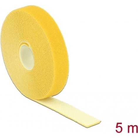 Delock Cinta de gancho y bucle en rollo LA 5 m x AN 20 mm amarillo