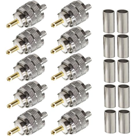 Connecteur SO239 PL259 Fiche mâle Adaptateur coaxial à sertir PL-259 Connecteur RF pour RG58 RG142 Compatible avec antenne radio CB Ham (1/5)