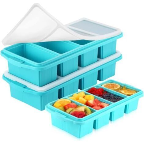 Plateau de Congélation en Silicone, 2 Pièce Empilable Bac a Glacon Soupe Plateau avec Couvercl, 1 Tasse/250 ml, Reutilisable, pour Soupes Conserver, Bac a Glacon Soupe pour Sauces (1/5)