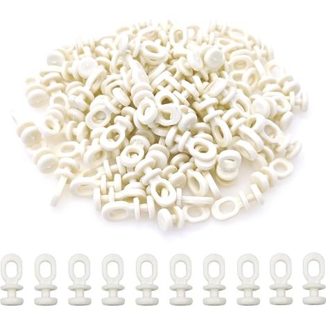 100X Blanc Patins Tringle à Rideaux en Plastique, Crochets coulissants (1/5)
