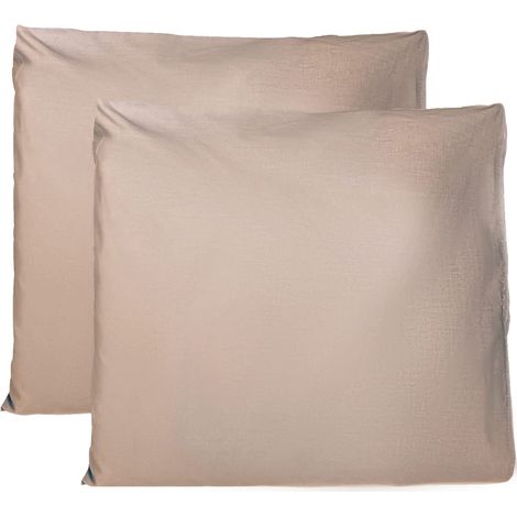 Taie Oreiller 100% Coton 60x60 CM Lot De 2, Taie d'oreiller Rectangulaire 100% Coton avec Fermeture - Beige 2 (1/5)