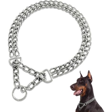 Col de chaîne Chien Martingale en métal sans tirage Anti-Mastication Lien chromé pour Petits Chiens Moyens (1/5)