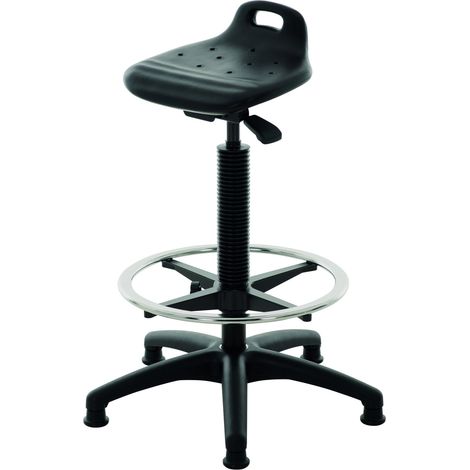 STIER Stehhilfe mit Gleitern und Fußring Sitzhöhe 570-820mm PU-Sitz mit Tragegriff