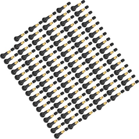 Lot de 100 tiges de valve pneu tubeless universelles de rechange à clipser pour voiture moto noir caoutchouc alliage TR413 (1/5)