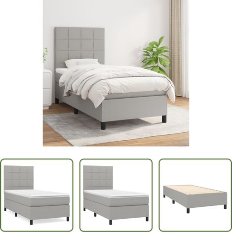 Matratze -  Boxspringbett mit Matratze Hellgrau 100x200 cm Stoff (1/5)