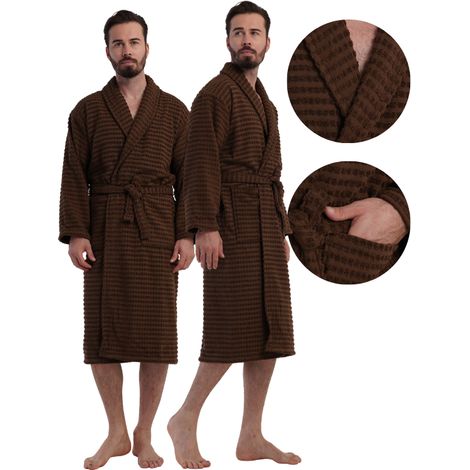 Bata de baño de felpa para hombre, talla M, Vienetta, cálida y suave, con lazo, regalo para papá. (1/5)